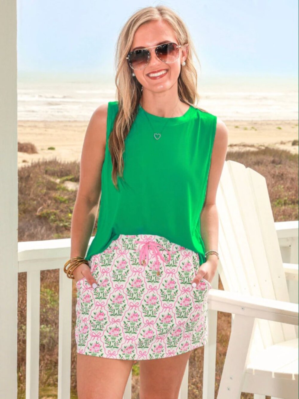 Women’s Floral Print Skort with Pink Tie Jess Lea XL
